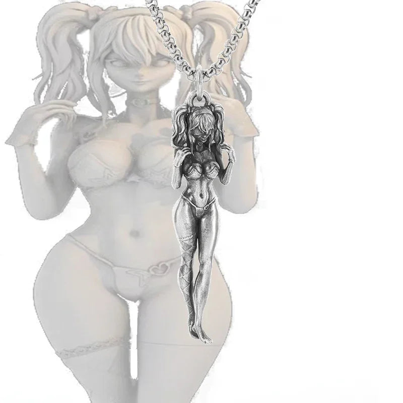 Collier pendentif tête de mort gothique Nina ifixion pour homme, punk vintage, bondage, démon, motard, rock, exorciste, bijoux, cadeau d'Halloween