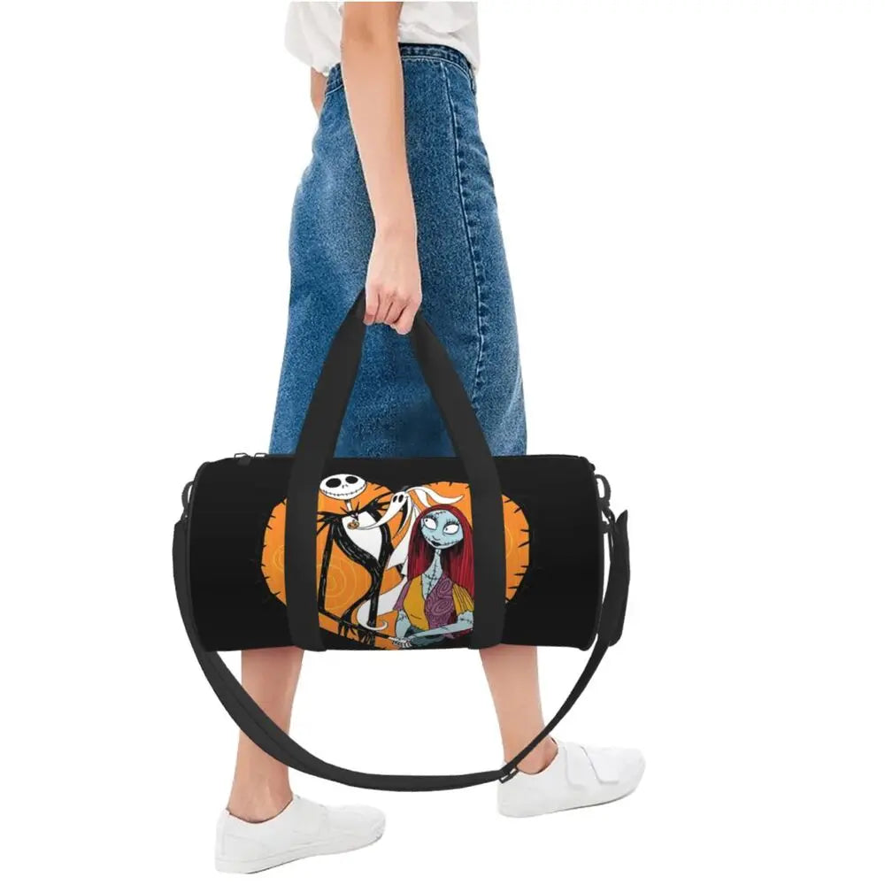 Sac fourre-tout de plage personnalisé Jack Skellington pour femmes, squelette vivant, grand compartiment, sacs de voyage pour salle de sport et plage