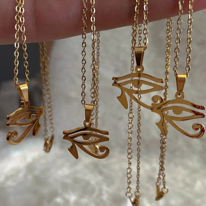 Collier en acier inoxydable avec symbole de l'egypte ancienne, Vintage, pharaon égyptien, pendentif œil d'horus, bijoux à la mode pour femmes