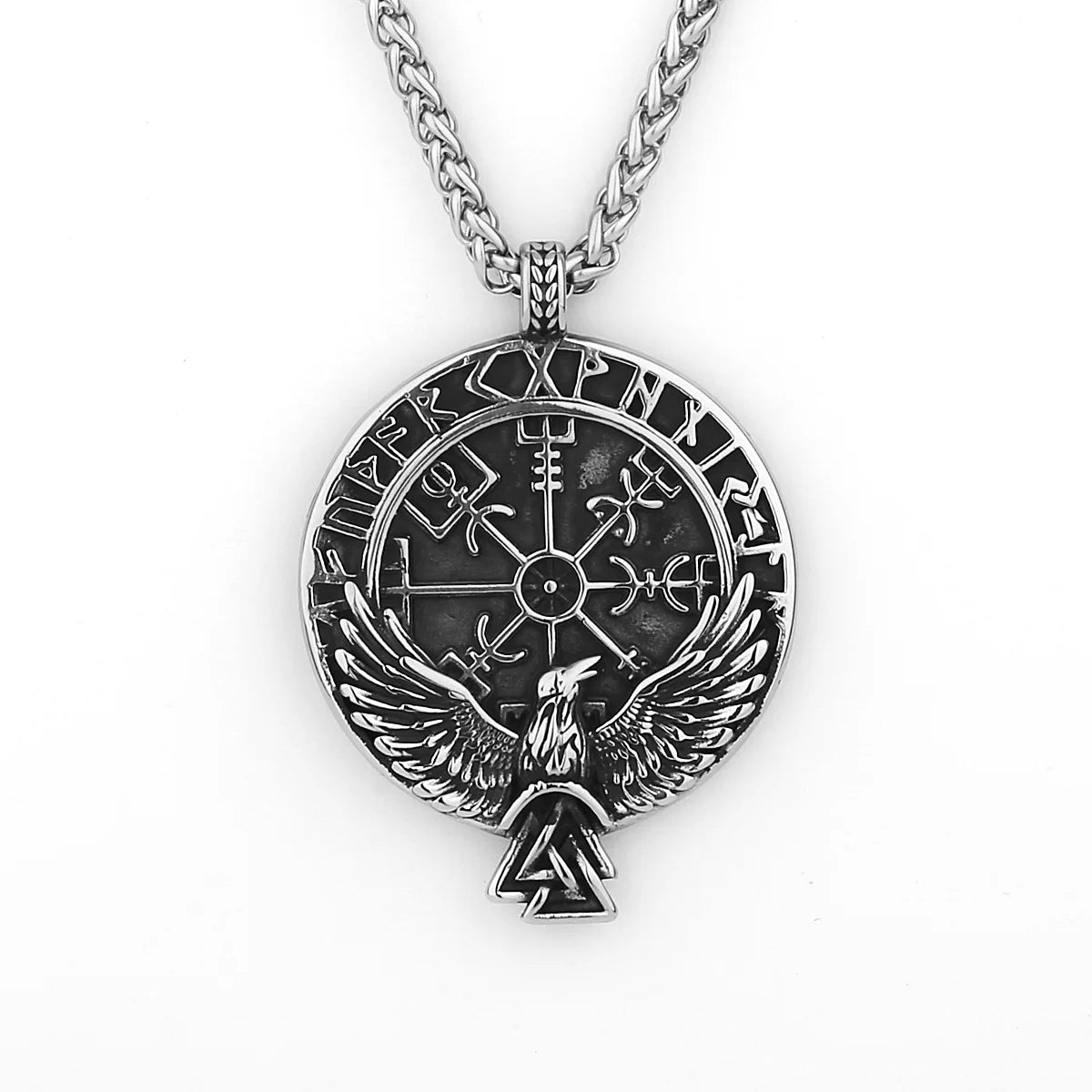 HNSP 316L acier inoxydable Viking Rune corbeau pendentif chaîne collier pour hommes bijoux accessoires