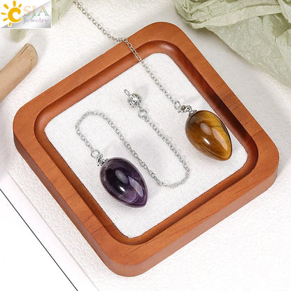 CSJA péndules en cristal pour radiesthésie Divination pierre naturelle pendentif en forme d'oeuf ésoteries radesthésie pendule Pendulo S973