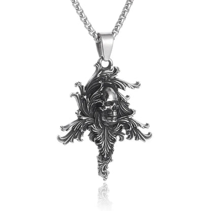 Collier pendentif tête de mort gothique Nina ifixion pour homme, punk vintage, bondage, démon, motard, rock, exorciste, bijoux, cadeau d'Halloween