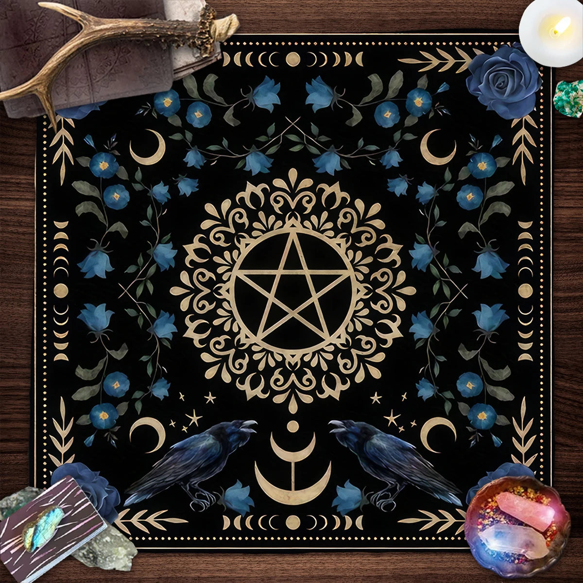 Couverture de Table de Tarot en tissu d'autel, douze Constellations étoilées, amour carrière, carte Oracle, nappe de Table de Tarot de lune, Divination