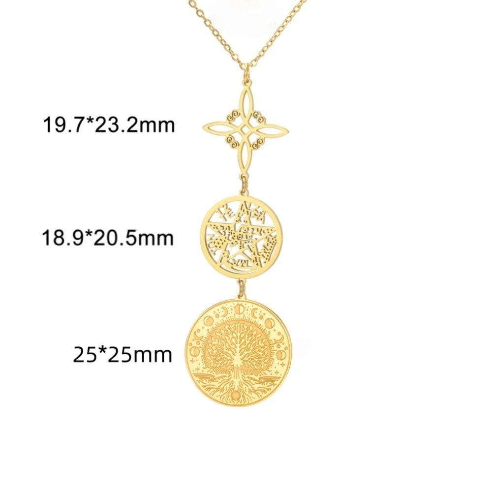 Jeshayuan médaille de Saint benoît avec collier tétragrammaton pendentif pentagramme collier Original noeud de sorcières