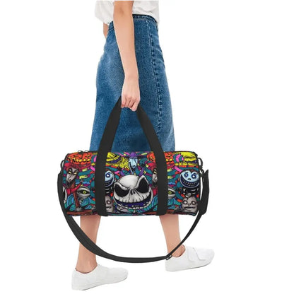 Sac fourre-tout de plage personnalisé Jack Skellington pour femmes, squelette vivant, grand compartiment, sacs de voyage pour salle de sport et plage