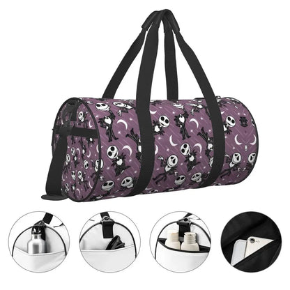 Sac fourre-tout de plage personnalisé Jack Skellington pour femmes, squelette vivant, grand compartiment, sacs de voyage pour salle de sport et plage