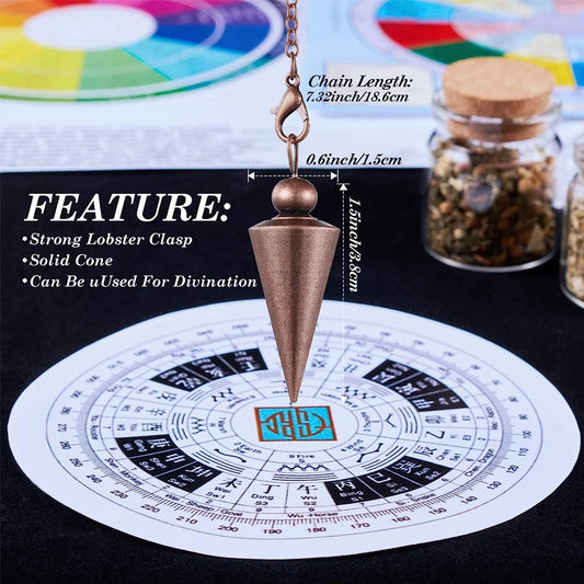 Pendule Spirituel egypt en Métal et Cuivre pour Électricité Radiesthésie, Outil de Travail Énergétique de Méditation, de Sorcellerie, divinatoires  veritable spiritualité brujeria de questions esoterisme en laiton X09