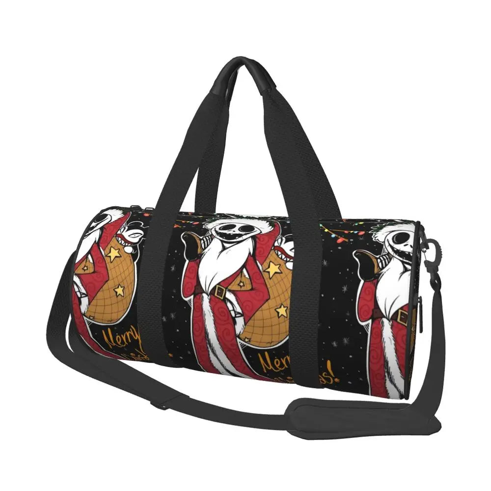 Sac fourre-tout de plage personnalisé Jack Skellington pour femmes, squelette vivant, grand compartiment, sacs de voyage pour salle de sport et plage