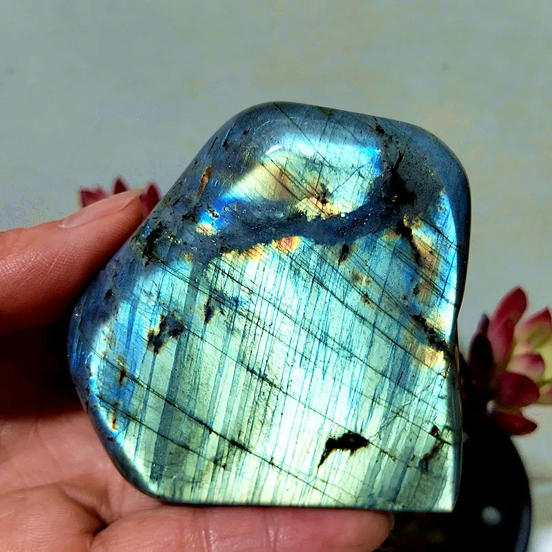 Pierre naturelle bleu jaune Labradorite cristal forme libre méditation sorcellerie Reiki guérison coeur Feng Shui cristal décor de chambre