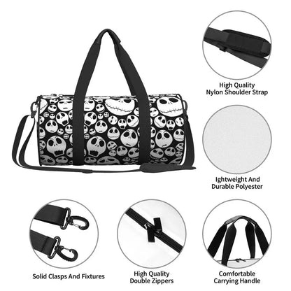 Sac fourre-tout de plage personnalisé Jack Skellington pour femmes, squelette vivant, grand compartiment, sacs de voyage pour salle de sport et plage