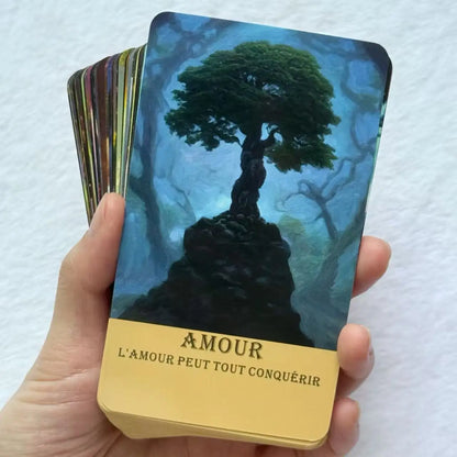 Jeu de cartes Oracle français, cartes de tarot d'arbre français, lecture et réflexion personnelles, jeux de cartes, 12*7cm, 14 +, 56 cartes