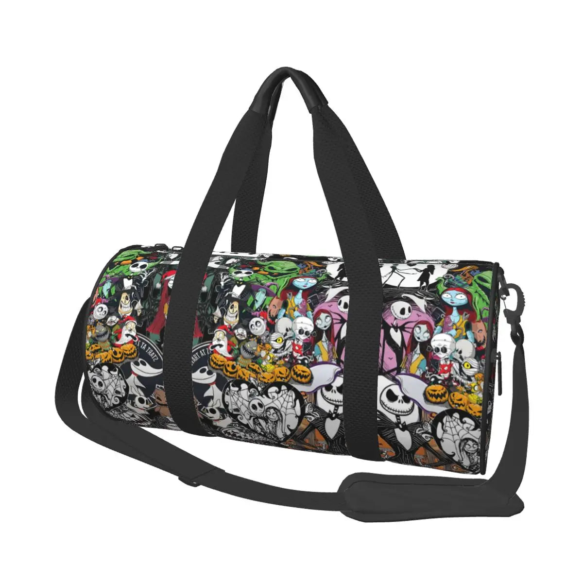 Sac fourre-tout de plage personnalisé Jack Skellington pour femmes, squelette vivant, grand compartiment, sacs de voyage pour salle de sport et plage