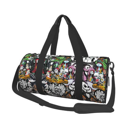 Sac fourre-tout de plage personnalisé Jack Skellington pour femmes, squelette vivant, grand compartiment, sacs de voyage pour salle de sport et plage