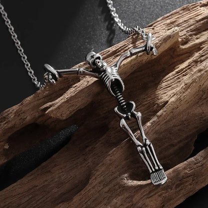 Collier pendentif tête de mort gothique Nina ifixion pour homme, punk vintage, bondage, démon, motard, rock, exorciste, bijoux, cadeau d'Halloween