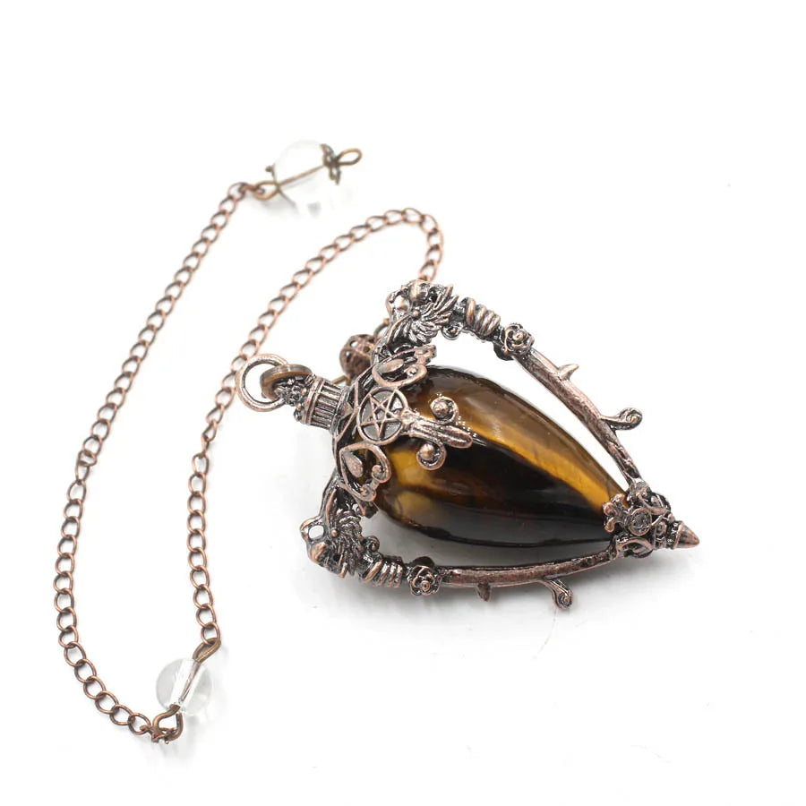 pendule spirituel veritable en cristal de quartz rose obsidienne, grand pendentif , ystes d'atterrissage, pendule radiesthésie pierre naturelle  précieuses pendules divinatoire en pierres spiritualité X202
