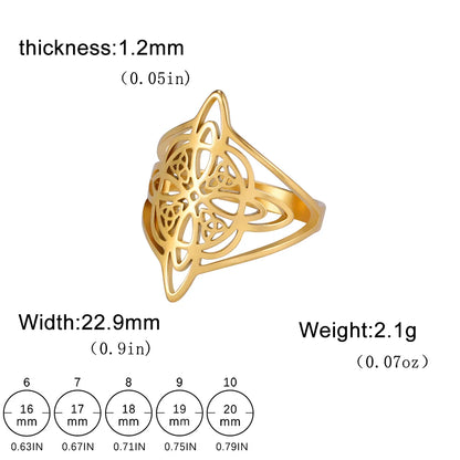 LIKGREAT bague noeud de sorcière pour femmes hommes creux en acier inoxydable bagues celtique Vintage amulette Protection Couple bijoux cadeaux