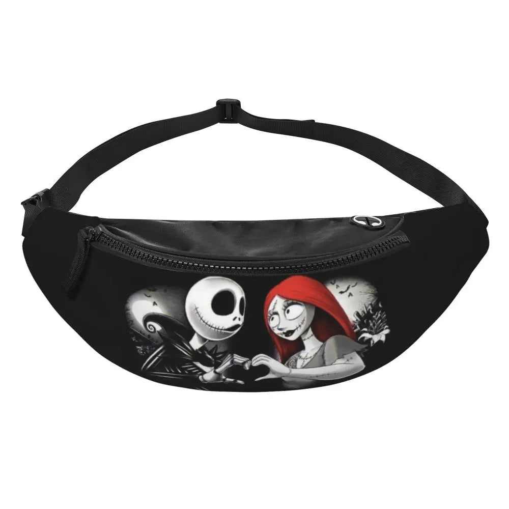 Sac Banane Personnalisé L'Étrange Noël de Monsieur Jack, Sacoche à Bandoulière pour Voyage, Randonnée, Téléphone, Poudres d'Argent