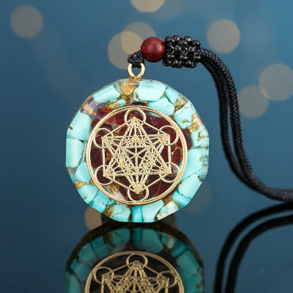 Orgonite pendentif collier Metatron Cube résine pendentif cosmique guérison cristal géométrie sacrée Chakra collier méditation bijoux