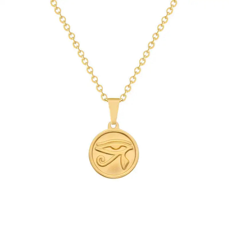 Collier en acier inoxydable avec symbole de l'egypte ancienne, Vintage, pharaon égyptien, pendentif œil d'horus, bijoux à la mode pour femmes