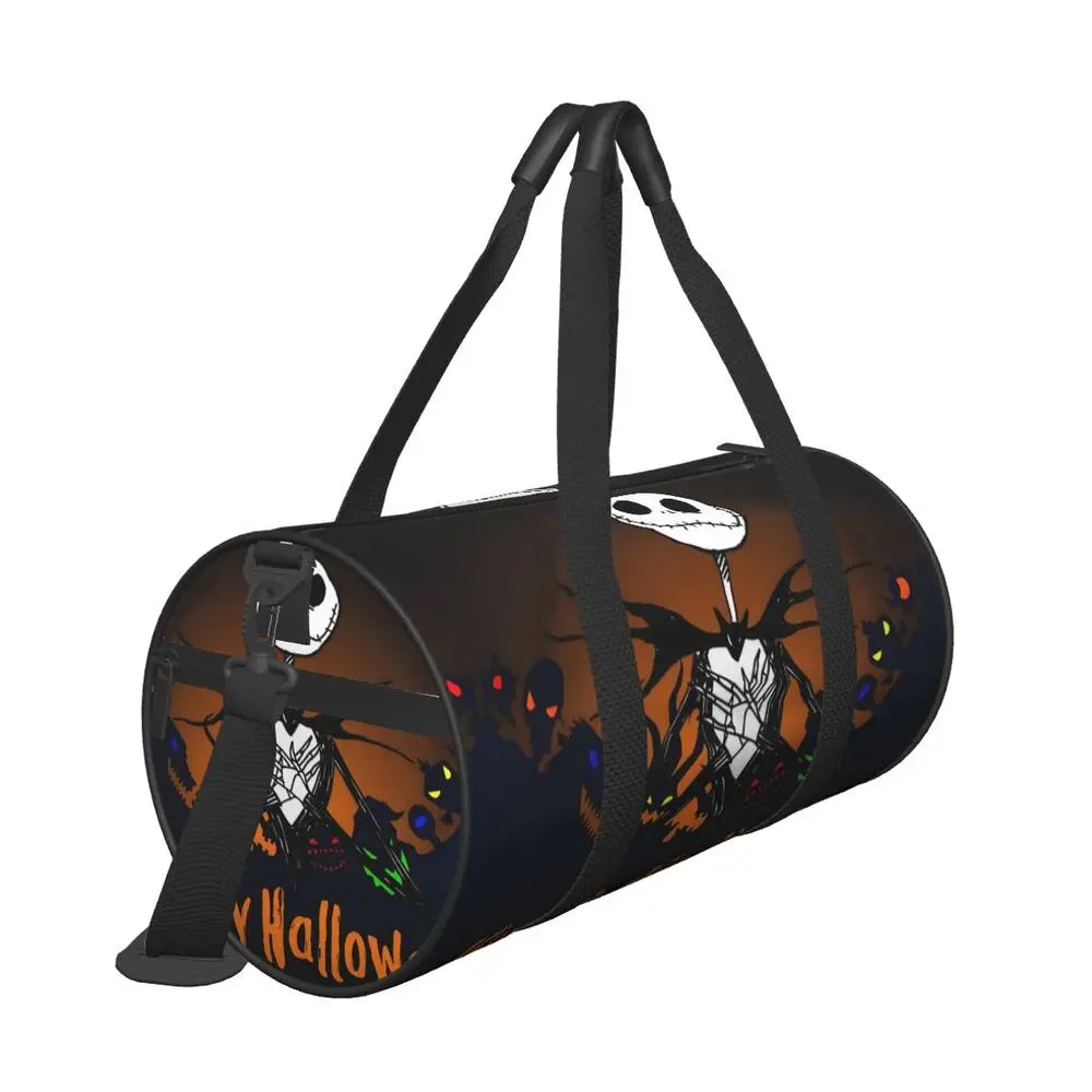 Sac fourre-tout de plage personnalisé Jack Skellington pour femmes, squelette vivant, grand compartiment, sacs de voyage pour salle de sport et plage