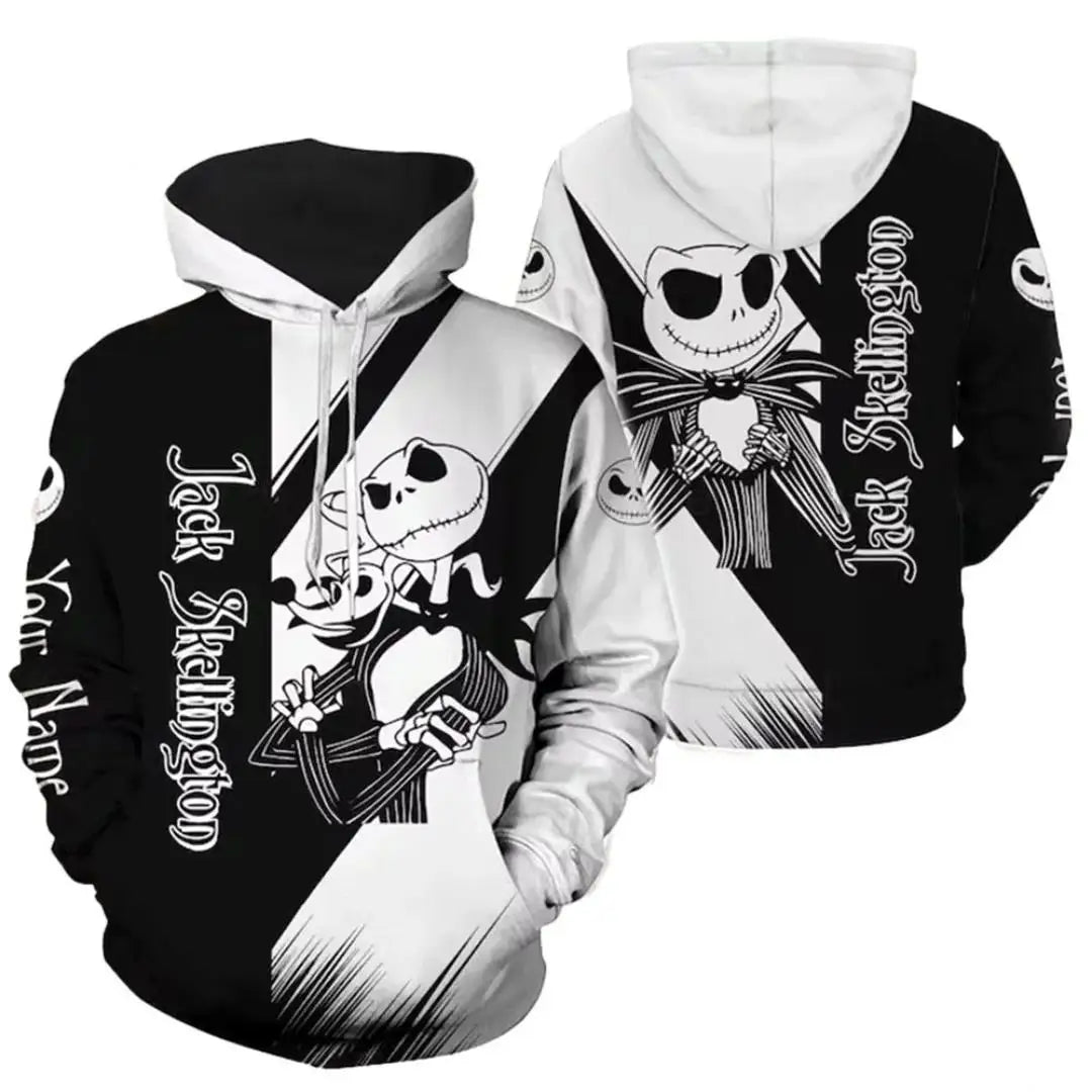 Le cauchemar avant noël Jack Skellington 3d sweat à capuche hommes mode sweats Disney Halloween Harajuku sweat à capuche décontracté