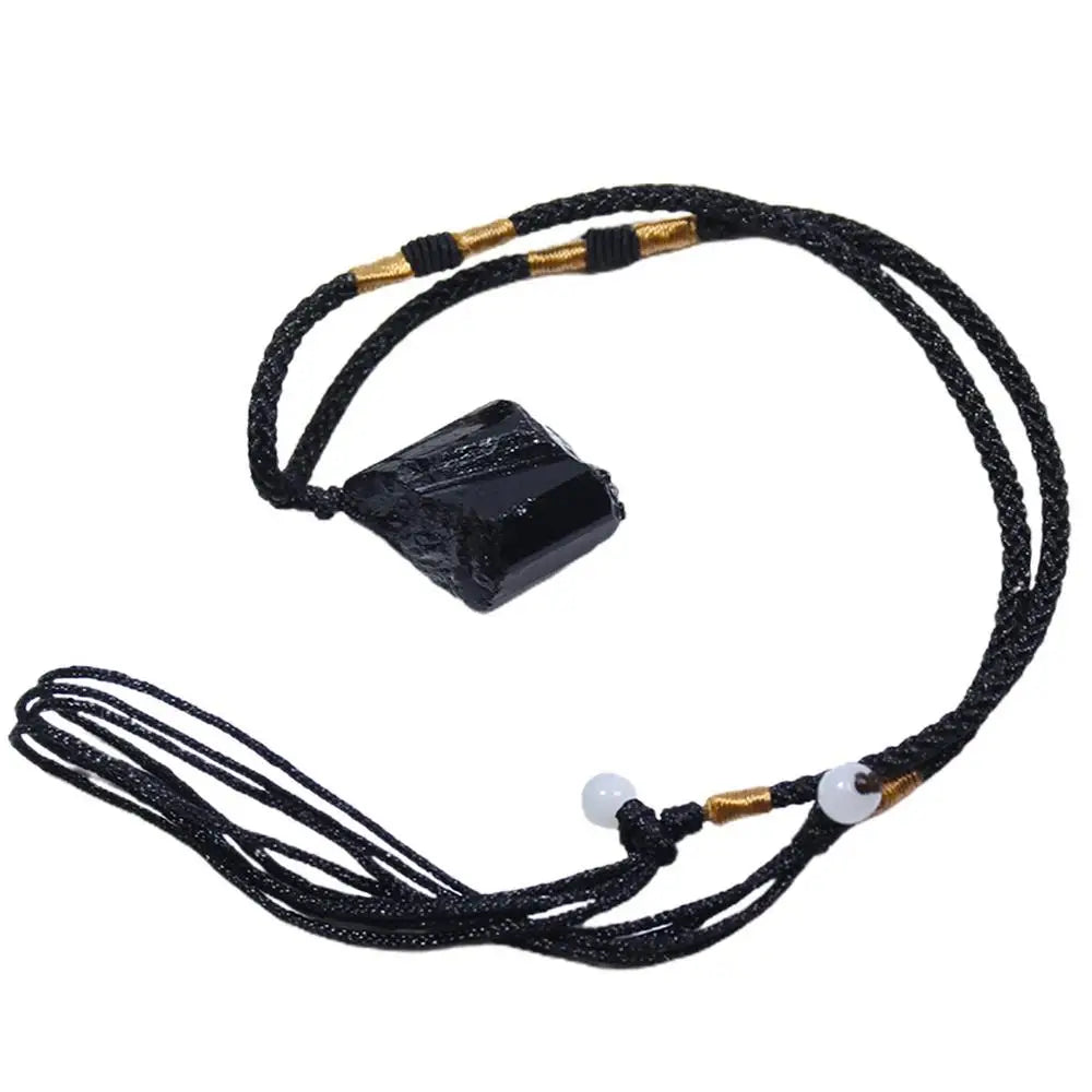 Collier Tourmaline noire naturelle, 1 pièce, bijoux Chakra de roche minérale, pendentif en pierre de cristal de Quartz pour homme, forme irrégulière