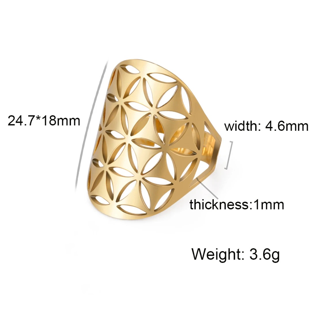 EUEAVAN – bague fleur de vie en acier inoxydable, géométrie sacrée archange Metatron, amulette réglable, bijoux cadeau, vente en gros