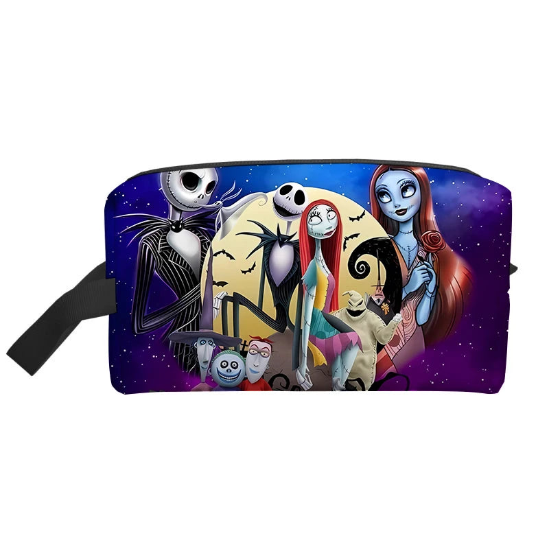 Sac à cosmétiques le cauchemar avant noël pour filles, pochette de maquillage Jack Skellington, organisateurs portables, étui de maquillage, cadeau pour femmes