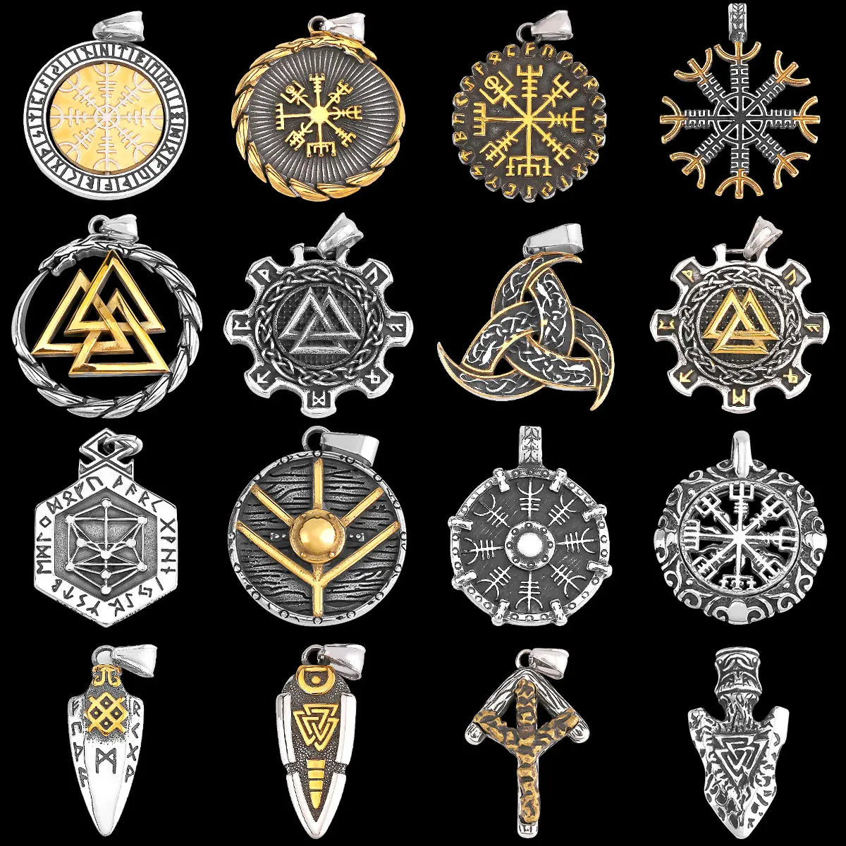 Vikings Odin Rune collier divers hommes nordique Vegvisir Valknut amulette pendentif en acier inoxydable Punk mode bijoux en gros