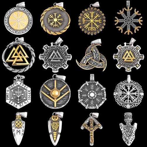 Vikings Odin Rune collier divers hommes nordique Vegvisir Valknut amulette pendentif en acier inoxydable Punk mode bijoux en gros