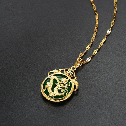 Collier de dragon vert personnalisé pour hommes et femmes, amulette porte-bonheur, accessoires de bijoux, diversifier, dominateur de bon augure