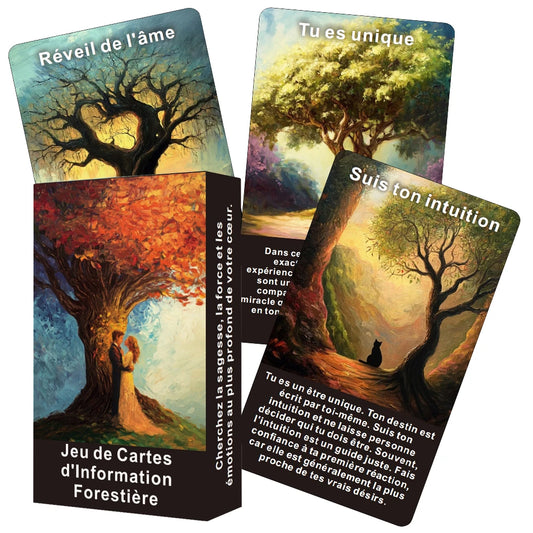 Cartes Oracle françaises, jeu de Tarot d'information forestière, cartes Oracle forestière mystique, jeu Oracle de sagesse des arbres, 12x7cm, 56 cartes