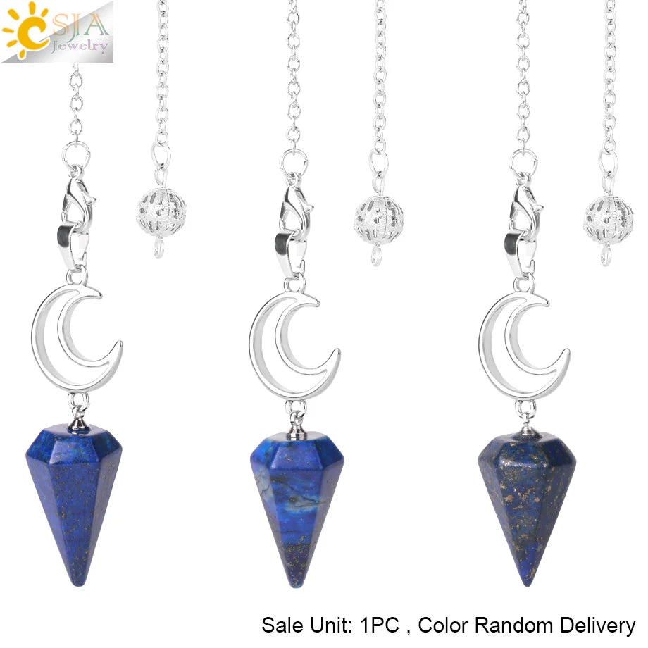 Pendule en cristal spirituel pour Divination, ésotérisme, lune de guérison, pendentif cône en pierre naturelle, Quartz rose, radiesthésie S9