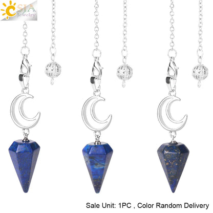 Pendule en cristal spirituel pour Divination, ésotérisme, lune de guérison, pendentif cône en pierre naturelle, Quartz rose, radiesthésie S9