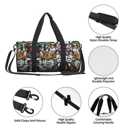 Sac fourre-tout de plage personnalisé Jack Skellington pour femmes, squelette vivant, grand compartiment, sacs de voyage pour salle de sport et plage