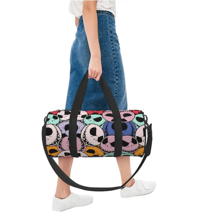 Sac fourre-tout de plage personnalisé Jack Skellington pour femmes, squelette vivant, grand compartiment, sacs de voyage pour salle de sport et plage