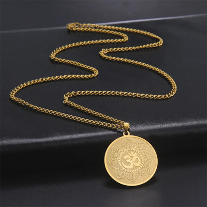 EUEAVAN Yoga Lotus Ohm symbole pendentif collier hindou bouddhiste chaîne en acier inoxydable méditation spirituelle religieux bijoux cadeaux