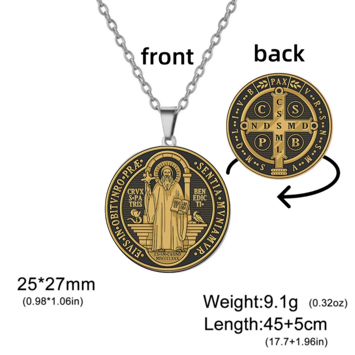 Jeshayuan médaille de Saint benoît avec collier tétragrammaton pendentif pentagramme collier Original noeud de sorcières