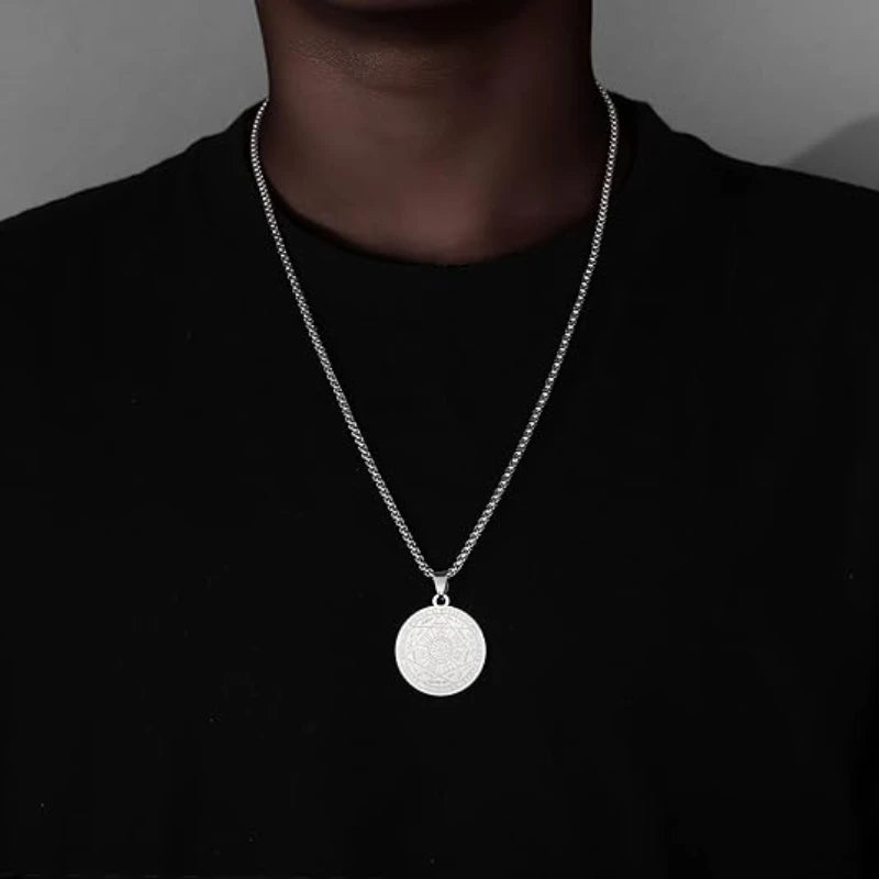Collier en acier inoxydable pour hommes, amulette spirituelle, sceau des 7 archanges, Michael, bijoux de déclaration
