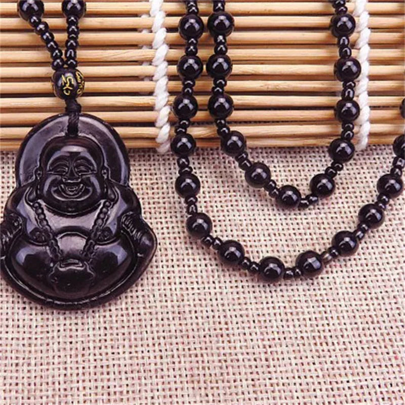 Colliers avec pendentif bouddha noir et vert pour femmes, amulette de Style chinois Maitreya, bijoux, nouveau Style, livraison directe