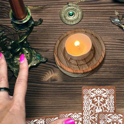 Pentagramme Sorcières Bougeoir en Bois, 2 en 1, STRATravelling, Énergie, Méditation, Cérémonie Wicca