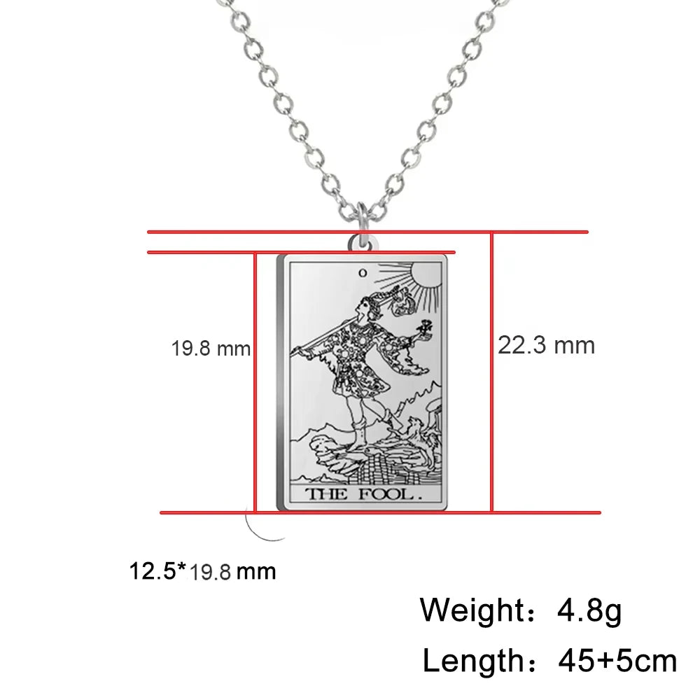 Dawapara – collier de cartes de Tarot pour femmes, en acier inoxydable, amulette de richesse, Tarot classique, arcanes majeurs, bijoux de Divination