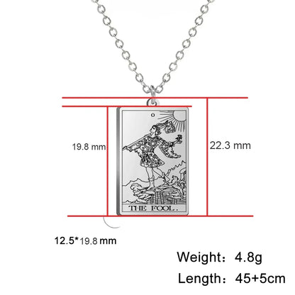 Dawapara – collier de cartes de Tarot pour femmes, en acier inoxydable, amulette de richesse, Tarot classique, arcanes majeurs, bijoux de Divination