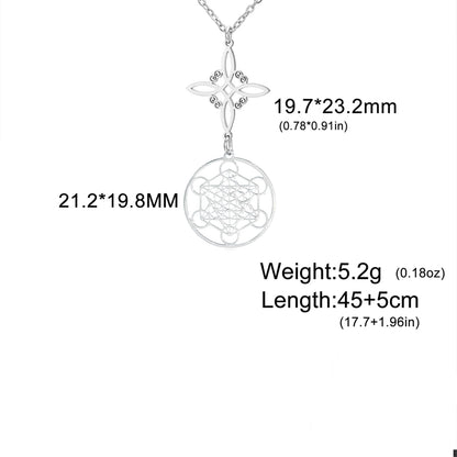 Skyrim Metatron Cube Collier pendentif noeud de sorcière Double amulette Protection Colliers en acier inoxydable Bijoux de sorcellerie vintage