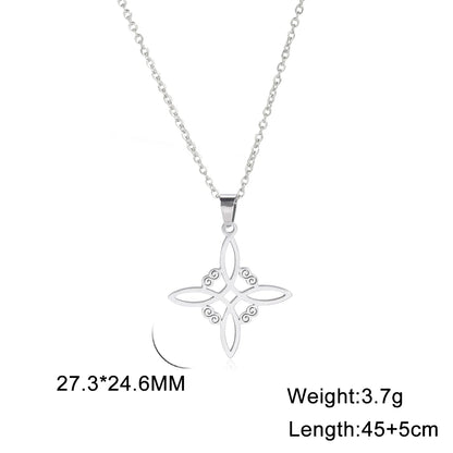 Skyrim Metatron Cube Collier pendentif noeud de sorcière Double amulette Protection Colliers en acier inoxydable Bijoux de sorcellerie vintage
