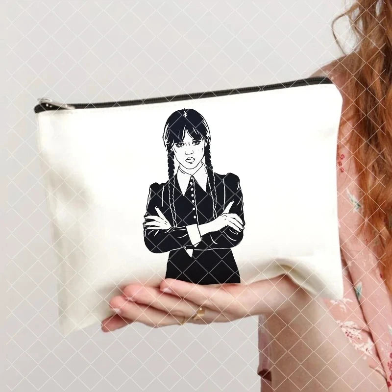Mercredi Addams et Enid trousse à cosmétiques femmes sacs de toilette décontracté rouge à lèvres sacs de maquillage cadeau gothique filles Nevermore Academy