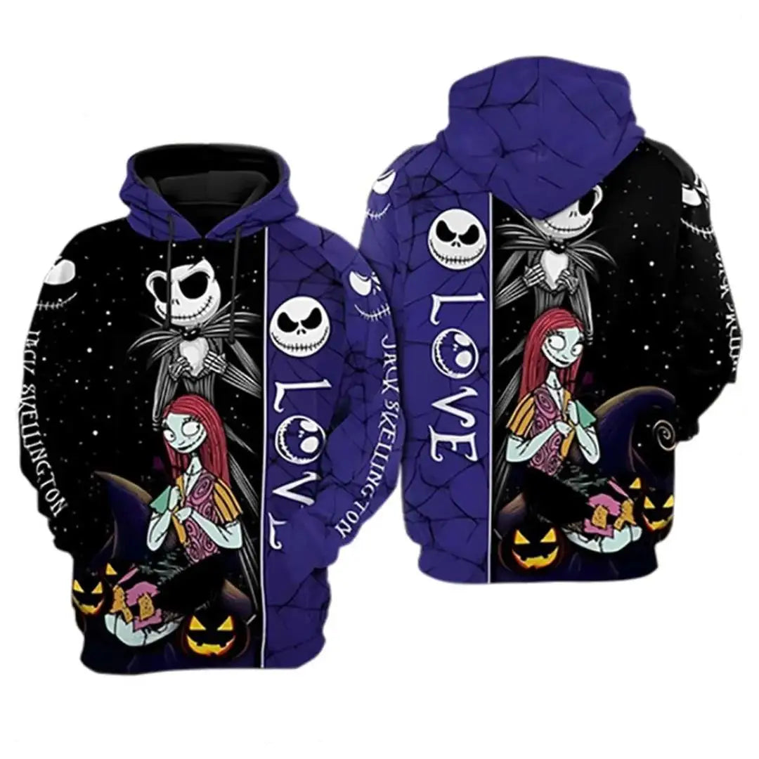 Le cauchemar avant noël Jack Skellington 3d sweat à capuche hommes mode sweats Disney Halloween Harajuku sweat à capuche décontracté