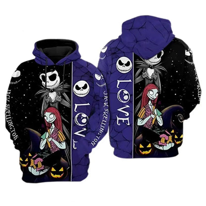Le cauchemar avant noël Jack Skellington 3d sweat à capuche hommes mode sweats Disney Halloween Harajuku sweat à capuche décontracté