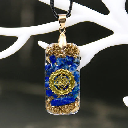 Collier en Lapis Lazuli Naturel Yantra, Pendentif Orgone Metatron Cube, Chakela Reiki Energy, Bijoux en Clip D.lique, Cadeau