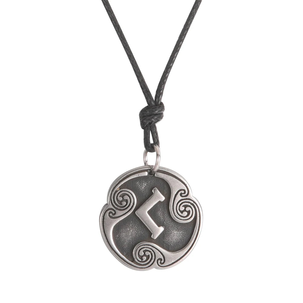 EUEAVAN rétro mystérieux Runes collier Viking bijoux corde chaîne réglable colliers en acier inoxydable pendentif amulette bijoux